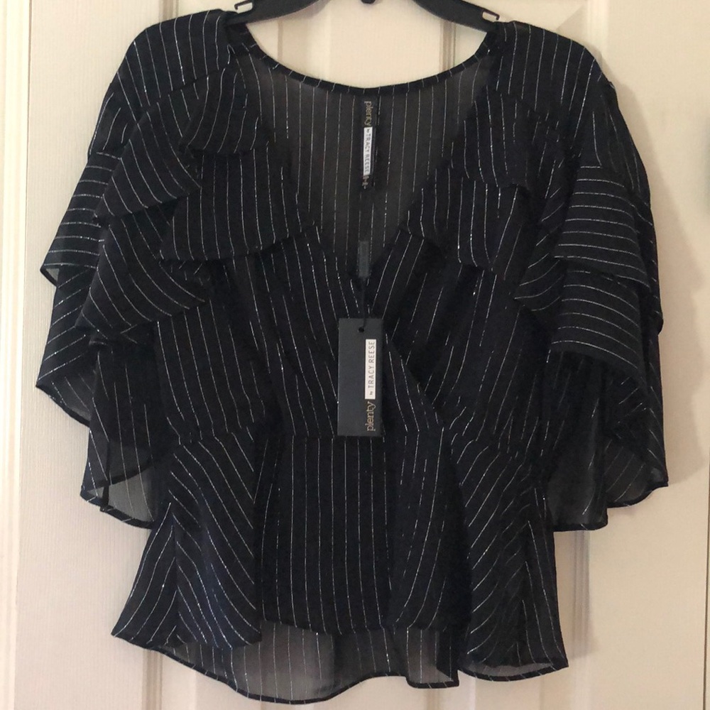 🆕PLENTY by TRACY REESE Striped Blouse, SMALL, NWT - Picture 3 of 6